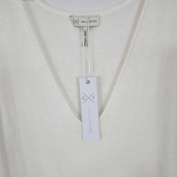 GF Collection White Sleeveless Beach Coverup Sz L V-Neck Lace Up Sides Poolside - Picture 5 of 9